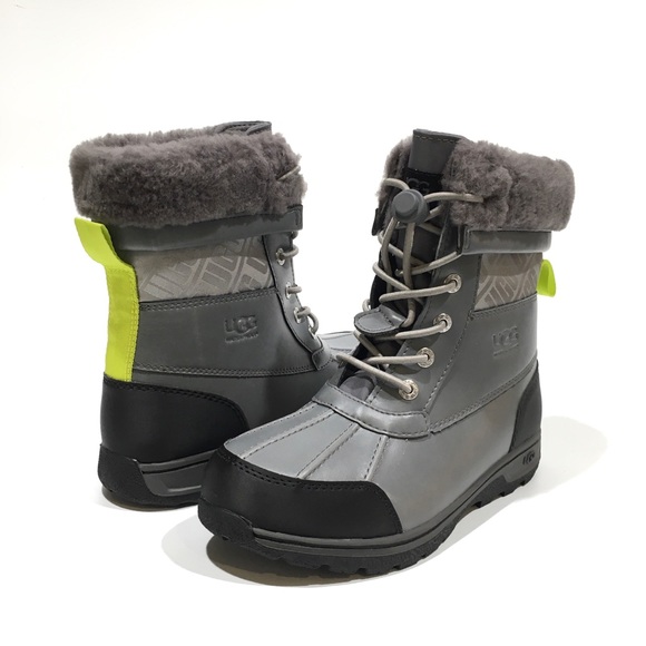 UGG BUTTE II CWR SNOW BOOTS -METAL GRAY WATERPROOF LEATHER -KIDS US 4 -NEW - Picture 1 of 11